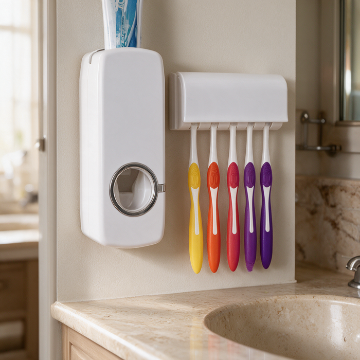 Toothpaste Dispenser & Brush Holder