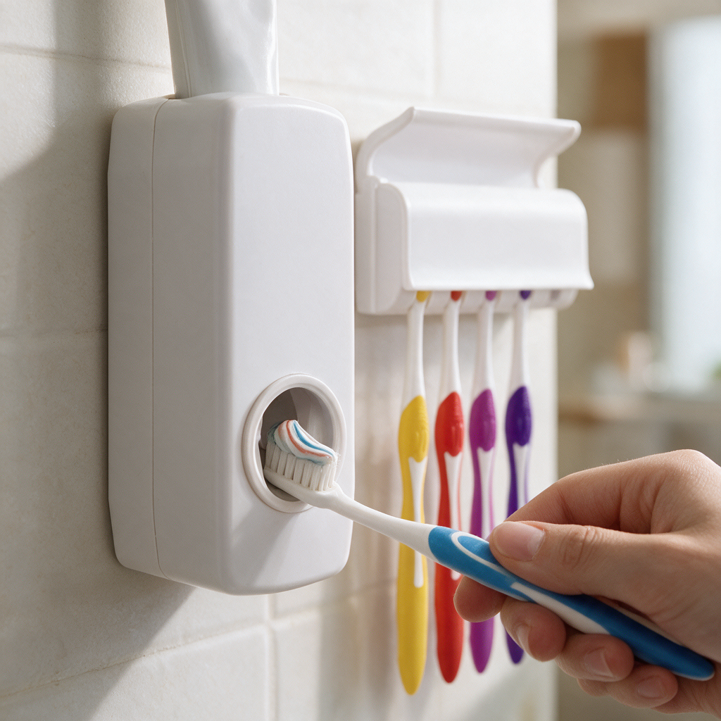 Toothpaste Dispenser & Brush Holder