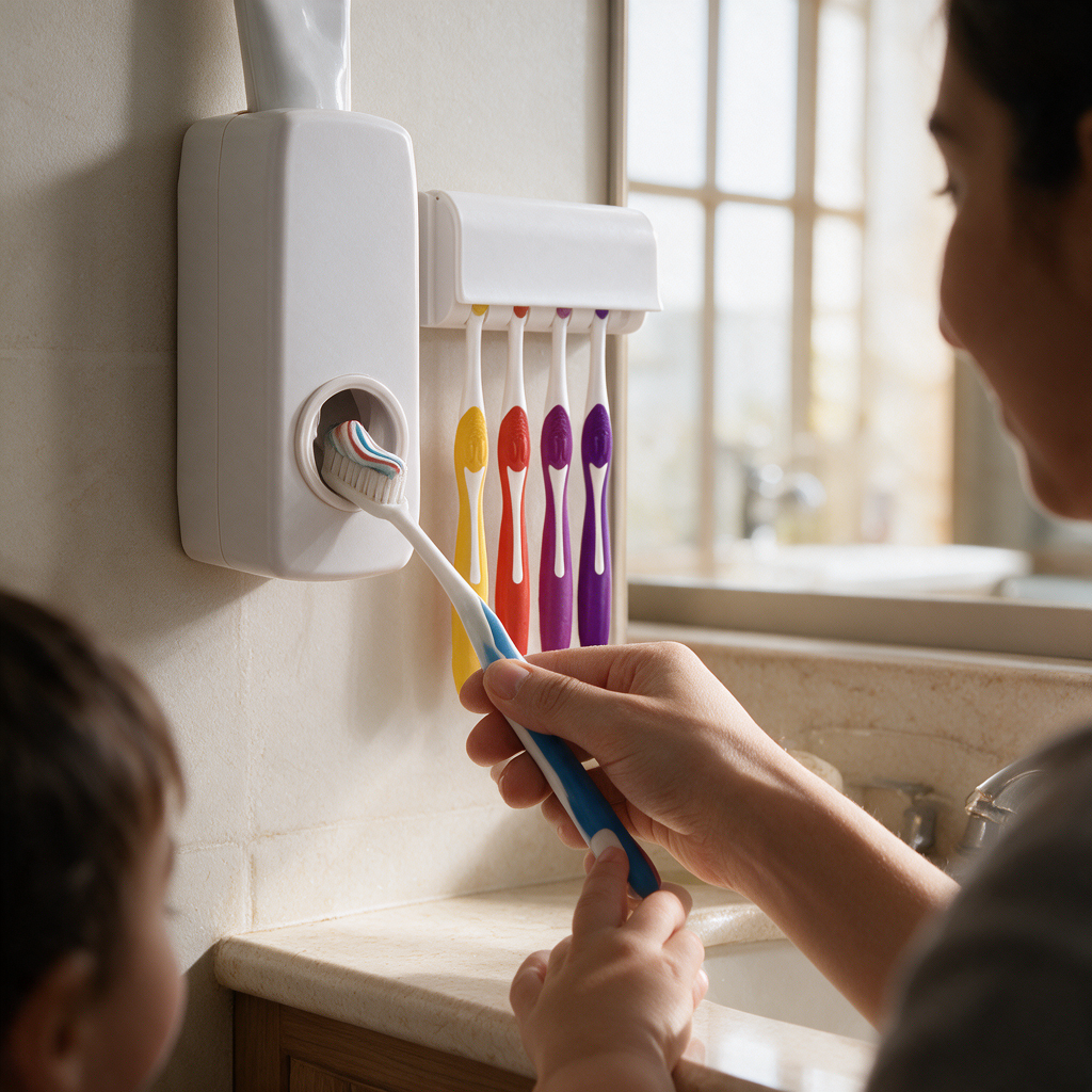 Toothpaste Dispenser & Brush Holder